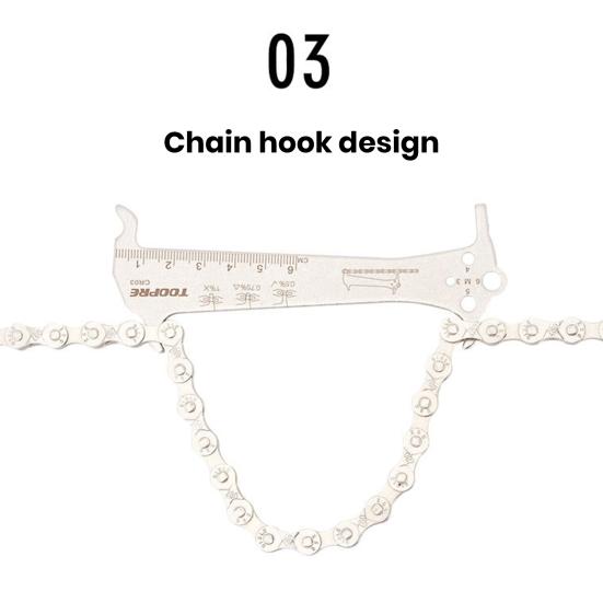 3-in-1 Chain Measurer Ruler Bicycle Chain Wear Indicator Tool High Strength Rustproof Corrosion-Resistant Screw Measurement Bike Gauge Tool