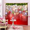 2pcs Christmas Digital Printing Curtain Polyester Material Washable for Bedroom Living Room Kitchen Window Decoration Props