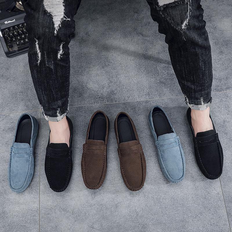 Men's Spring Suede Moccasins: Trendy British Loafers, Slip-On Driving Shoes