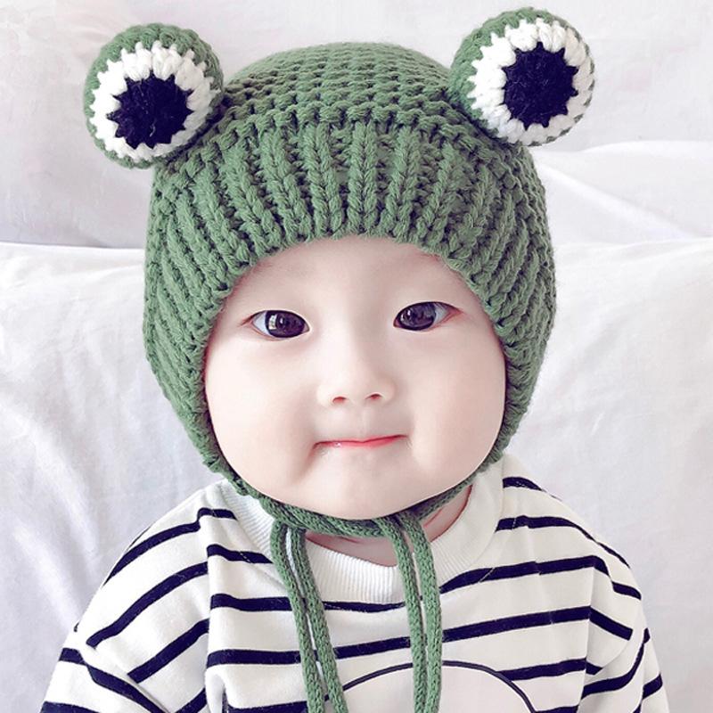 Kids Baby Cute Warm Beanies Cap Hat Lovely Autumn Winter Toddler Soft Frog Shape Children's Knitted Cap Hat For Boy Girl