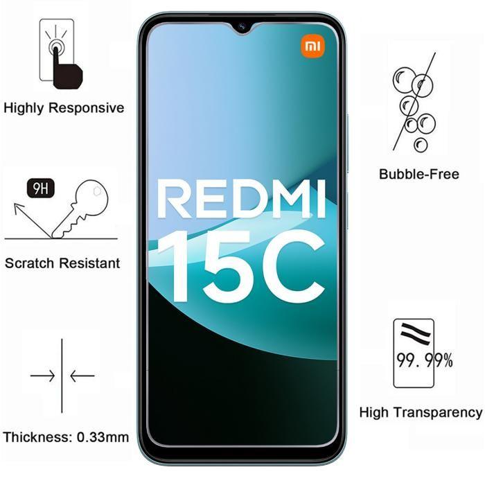 Coque et protection écran - PHONILLICO - Xiaomi Redmi 15C 4G - Souple - Transparent - 2 Verres Trempé