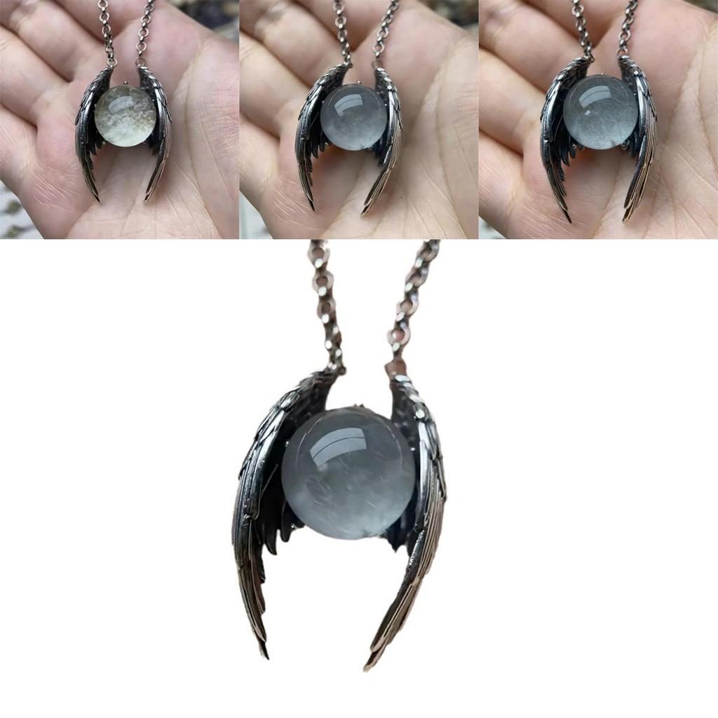 Ghost Wings Retro Faux Crystal Necklace With Alloy Pendant For Stylish Office Wear