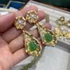 New Chinese Retro Natural Stone Beaded Necklace Female Niche High-End Green Jade 10Mm Xiaohongshu Jewelry