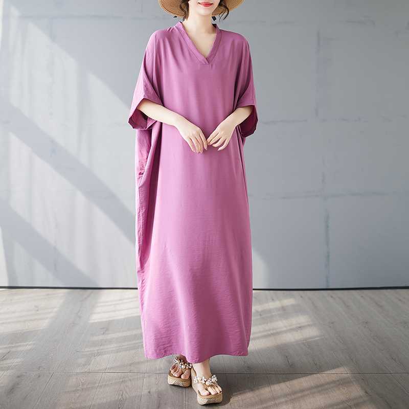 Summer Color Retro Long Skirt Cotton Linen Dress