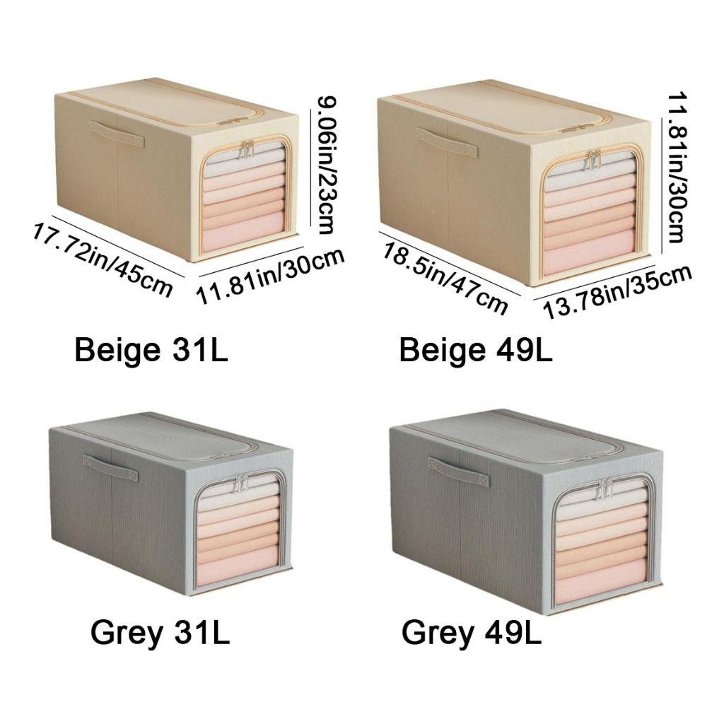 Clear Window Steel Frame Storage Box Large Capacity Dustproof Clothes Storage Box Space Saving with Handles
