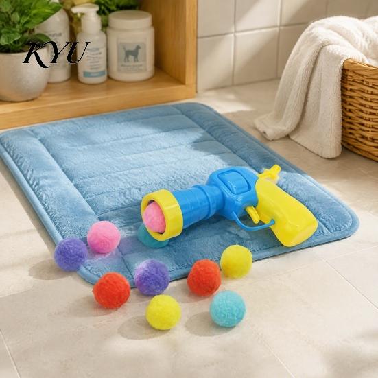Indoor Cat Exercise Toys Ball Launcher Toy, Plush with Soft Fuzzy for Hunting Balls, Interactive Fetch Toy Bored Cats Kittens Automatic Interaction