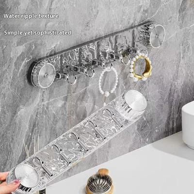 5 Haken Rotierende Saugnapfhaken Verstecktes Design Transparenter Wandmontierter Wellblech-Reihenhaken Wasserdicht Bohrlos