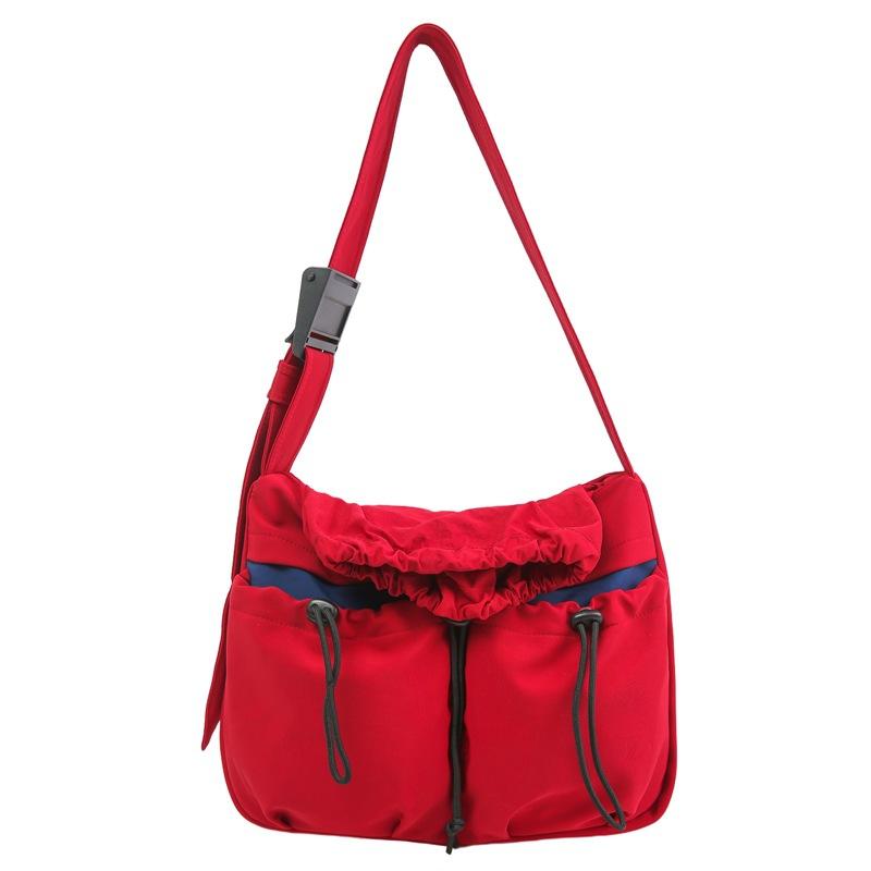 Schoolbag Lightweight Crossbody Bag Large Capacity Wide Shoulder Strap Drawstring Bag Mailer Bag College Student Class Bag Commuter Shoulder Bag