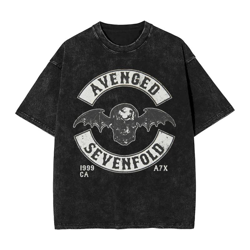 Men Cotton Unique TShirt Avengeds Metal Band TShirts Crew Neck Sevenfolds Graphic Printed Tee Shirt Short Sleeve Clothing