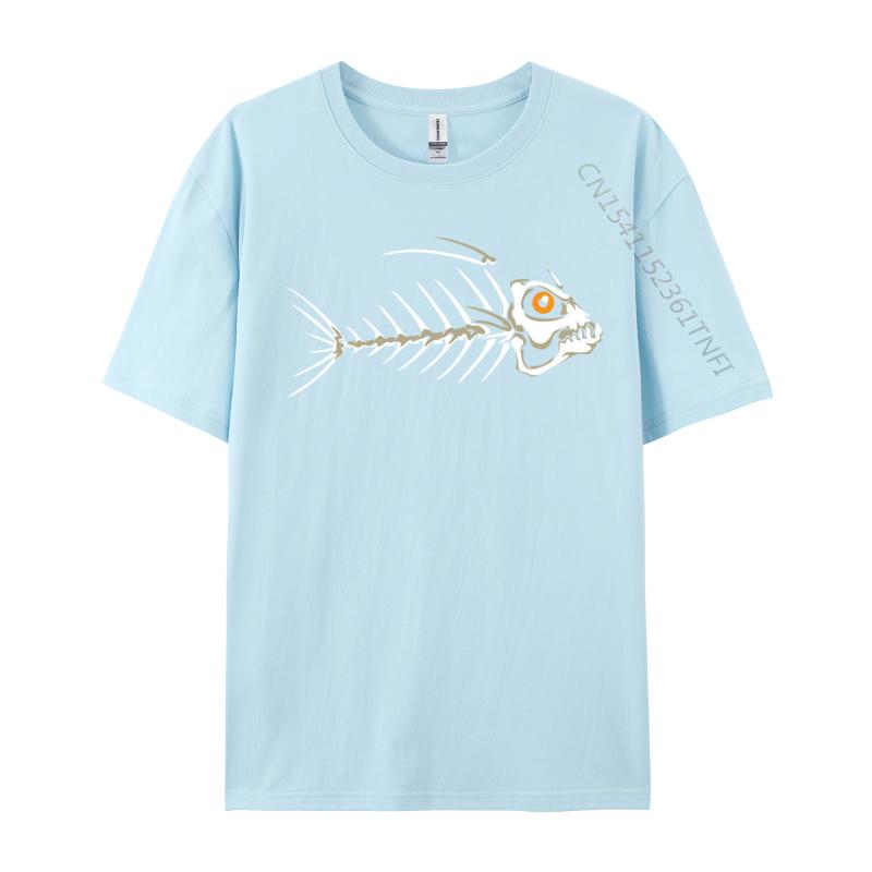 Fish Skeleton Bones Custom Plain Funny Luxury Designer T-Shirts Cotton T Shirt For Men Party Tee Shirts