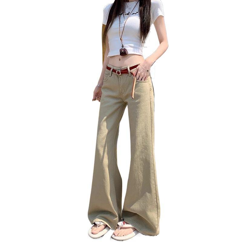 Korean Khaki Wide Leg Jeans Women's Straight Leg Loose Jeans