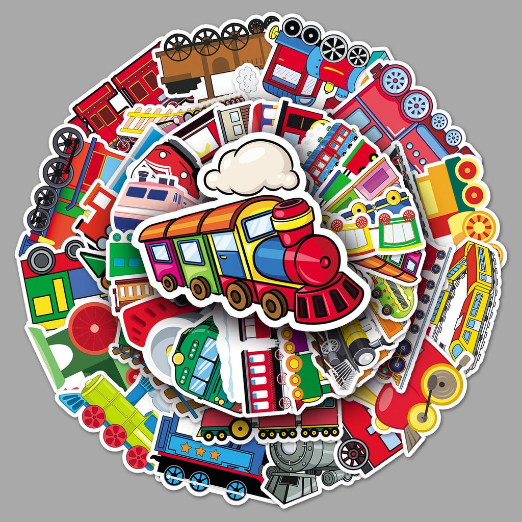 50 Cartoon Train Stickers: Fun Graffiti for Laptops, Cars, and More