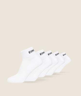 Gymshark Quarter Socks 5pk White I3a4g Wb57