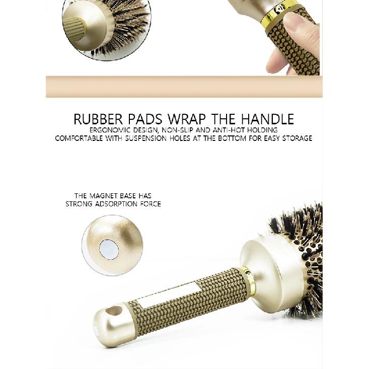 Aluminum Tube Round Barrel Hair Curling Brush Anti Static Round Rolling Brush Pro Barber Hair Rolling Brush Salon Styling Tools
