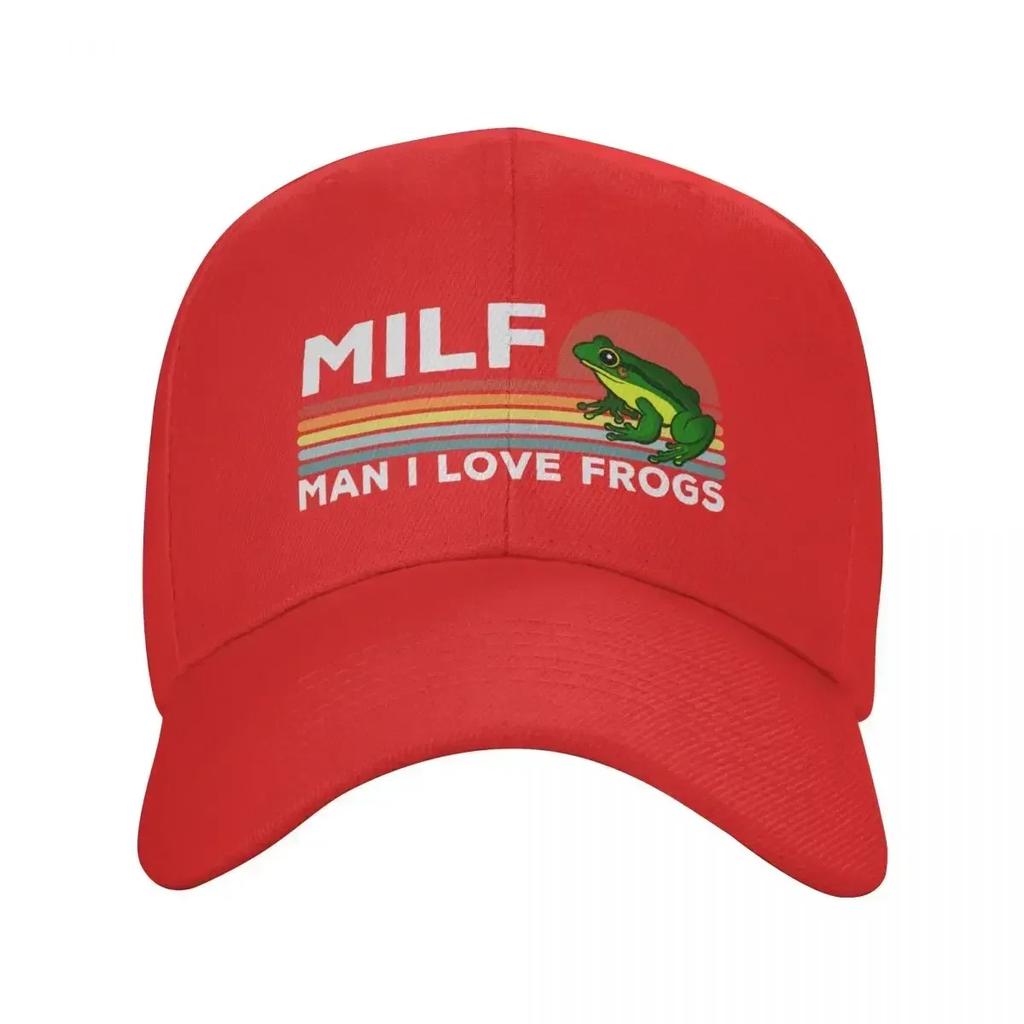 Individuelle Milf Unisex Ich Liebe Frösche Baseballkappe Unisex Damen Verstellbare Papa Mütze Streetwear Snapback Kappen