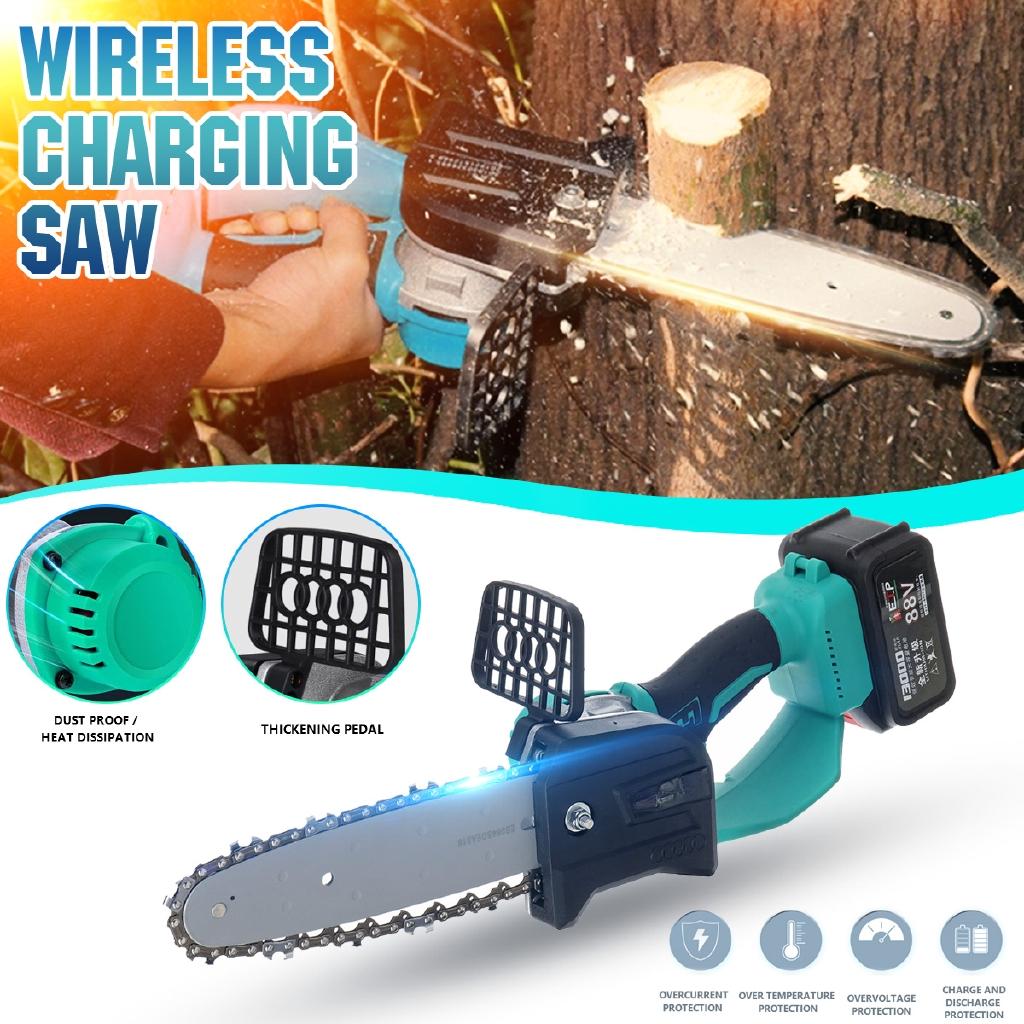 Mini Cordless Portable One-Hand Saw Woodworking Electric Chain Saw Wood Cutter High Hardness Wear-Resistant Chain 88V/198V 1280W