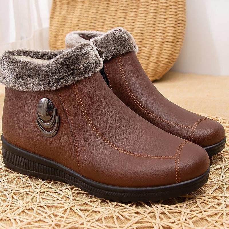 Winter Warm Fleece Shoes Elderly People Flat Boots Soft Bottom Anti Slip Women's Shoes