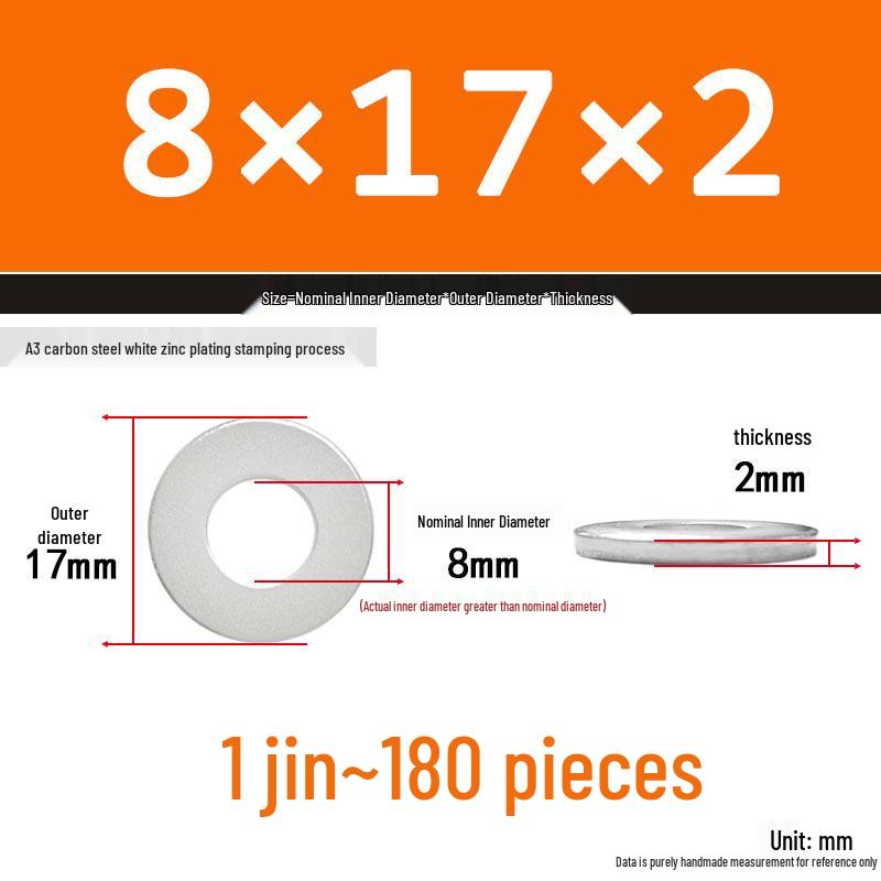 Extra Thick Galvanized Iron Flat Washer, Round, M3-M62