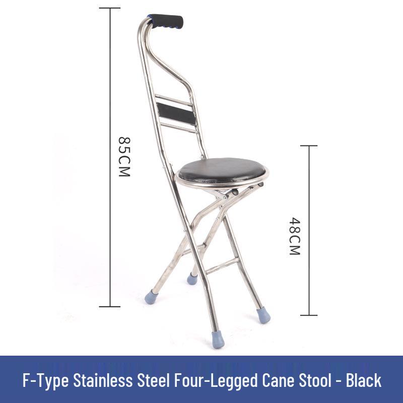Adjustable Non-slip Folding Walker Stool for Elderly - Stainless Steel