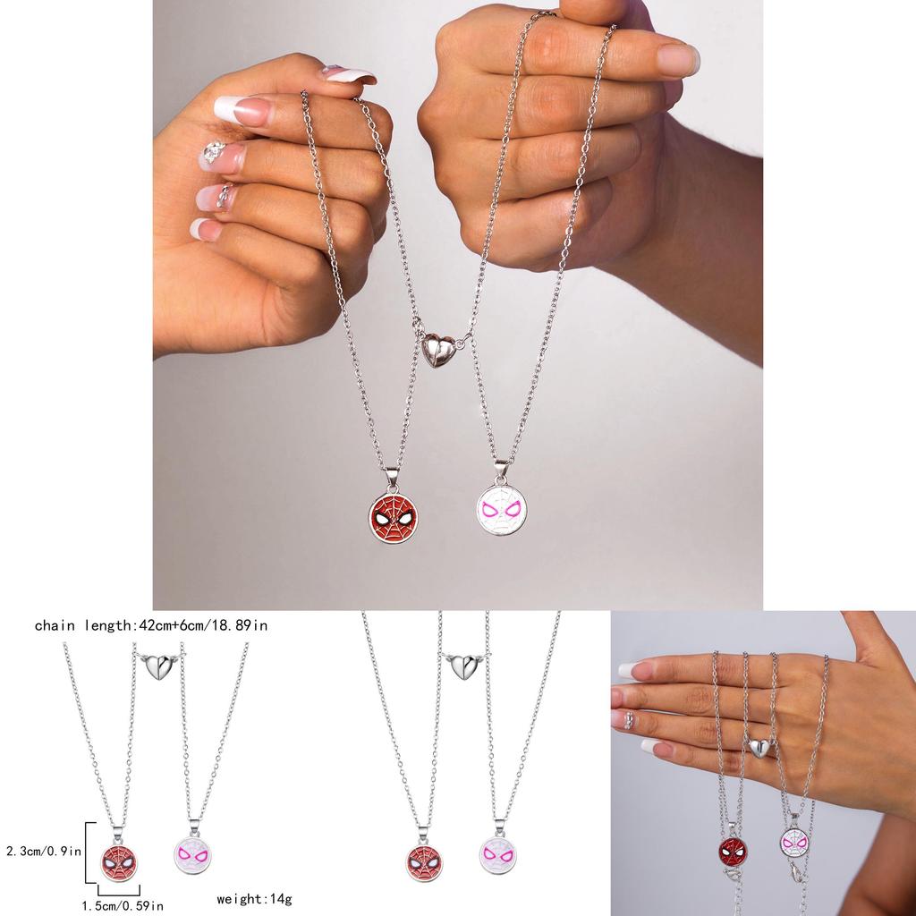 Naszyjnik Magnetyczny dla Pary Spiderman z Geometryczną Zawieszką dla Kobiet