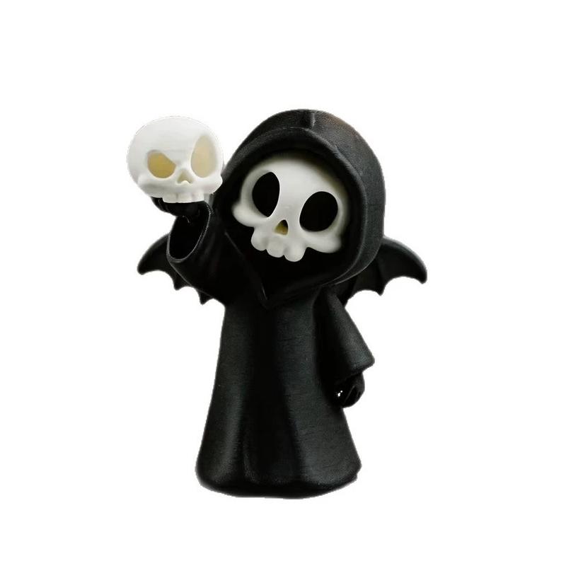 1Pc Halloween Display Desktop Ornaments PLA Fantasy 3D Printed Dark Grim Reaper Creative Holiday Decorations Skull Sculptures