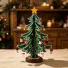 Small Wood Christmas Tree Ornament Wooden Ornaments, 3D Rustic Tabletop Decor Mini Ornaments for Home Desk, Reusable Nordic Style Holiday Centerpiece