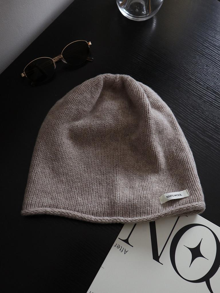 % Wool cold hat, big head circumference stacking hat, women's autumn and winter thickened ear protection, warm and cold hat, small wool hat
