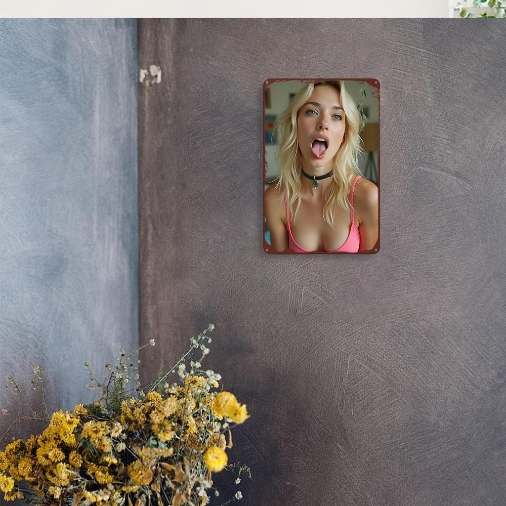 Vintage Metal Wall Art 8x12in: Hot Blonde Print, Heat-Resistant Aluminum Decor for Home/Cafe/Gift