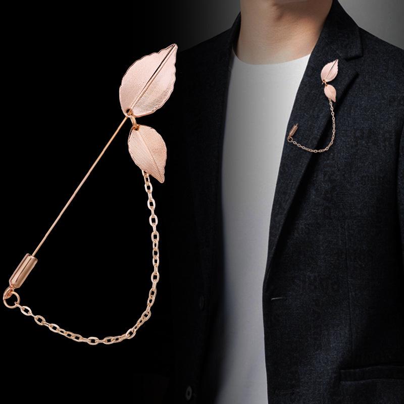 Korean Artistic Leaf Brooch - Unisex Lapel Pin for Suits and Jackets