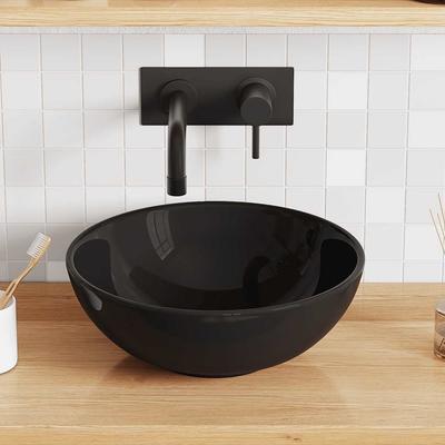 vidaXL Waschbecken Schwarz Glänzend Ø28x10 Cm Keramik