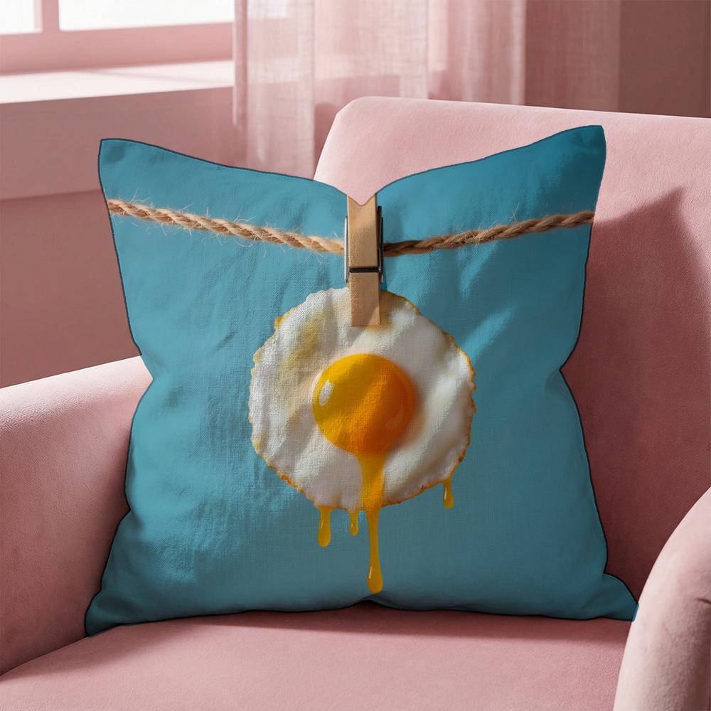 Funny Food Fried Egg Cushion Cover Multi-Scene Pillow Cover for Home & Car - Reversible, Soft & Durable for Daily Use