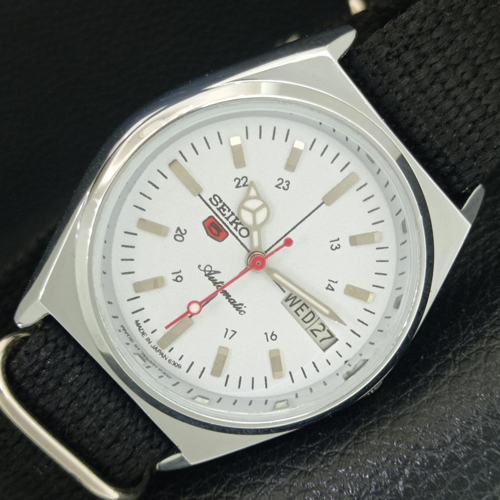 

VINTAGE SEIKO 5 AUTOMATIC 6309A REFURBISHED JAPAN MENS WHITE WATCH a442861-1