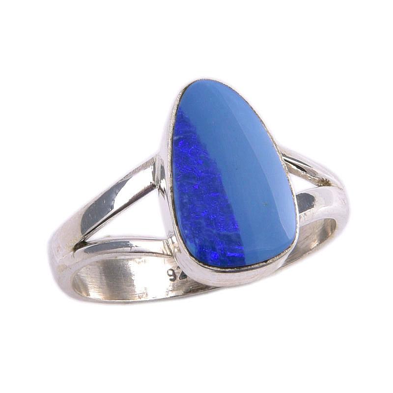 Natural Australian Opal Gemstone 925 Solid Sterling Silver Jewelry Ring S.6 M2T89