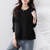 DIMANAF 2025 Autumn Plus Size Women Hoodies Shirts Long Sleeve T-shirt Loose Casual Tops Tees Black