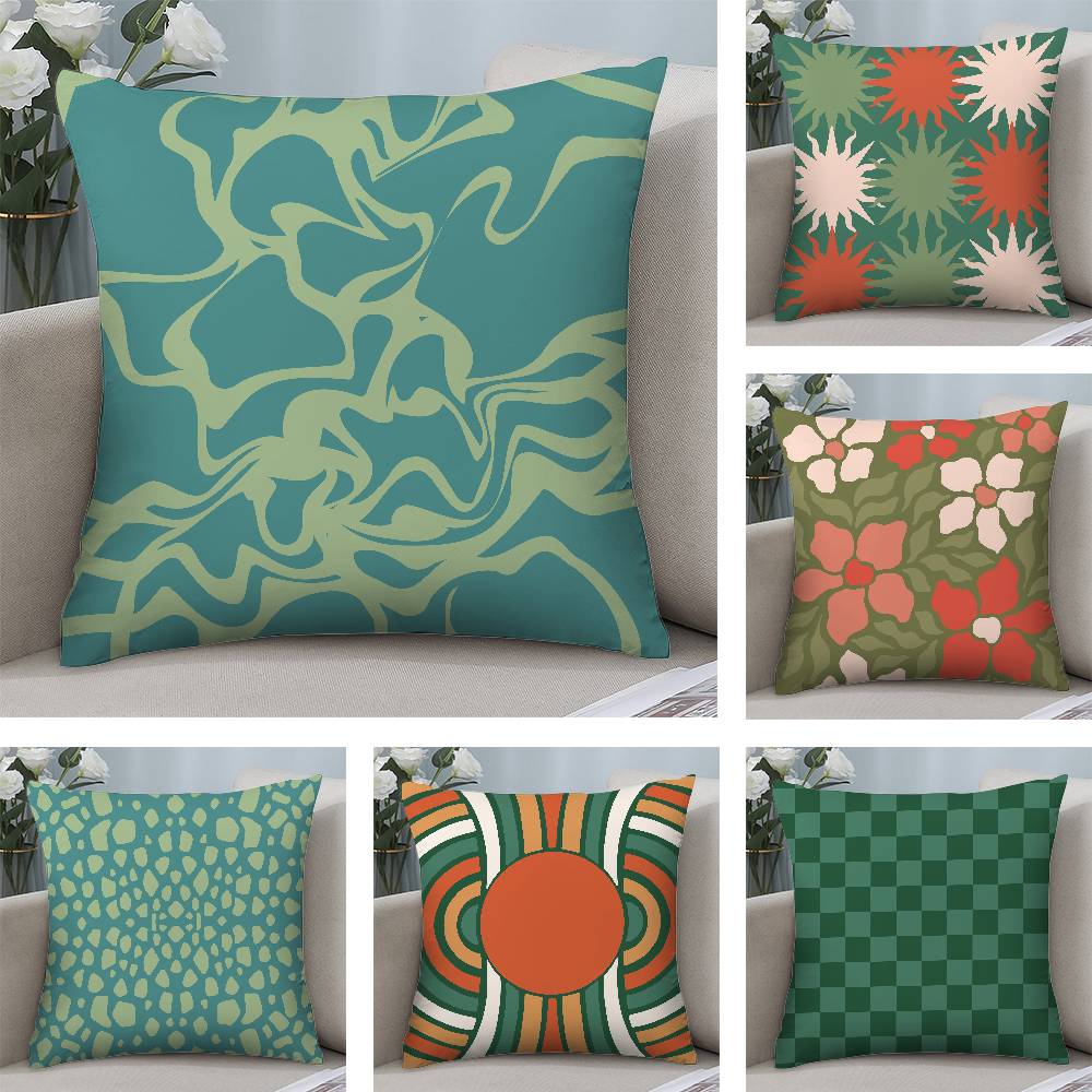 Bohemia Green Pillow Case Plush Fabric Soft Double Sided Print Home Sofa High Quality Cushion Cover Throw