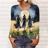 Langermede skjorter for kvinner Halloween-mønstret trykk grafisk t-skjorter bluser casual pluss størrelse basis topper genser