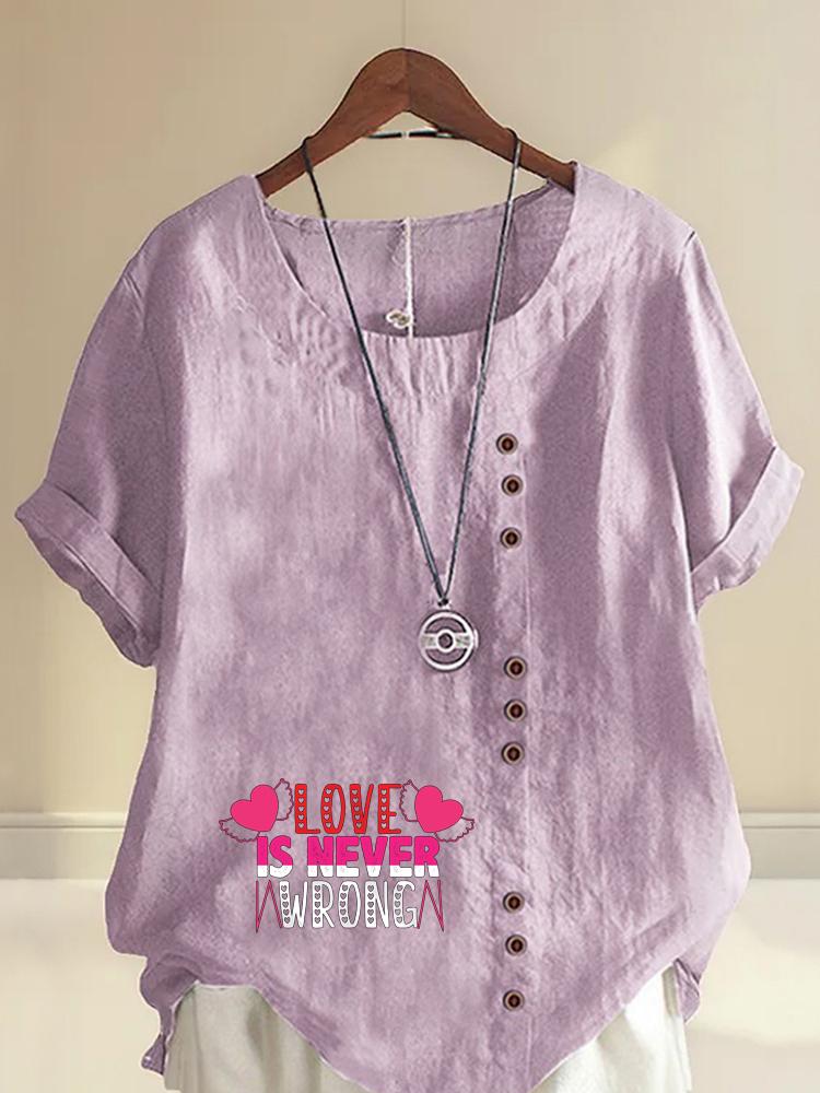 Women's Fashion Letter Printing Shot Sleeve T-shirt Loose Cotton Shirt Casual Loose Summer Blouse Tops Plus Size