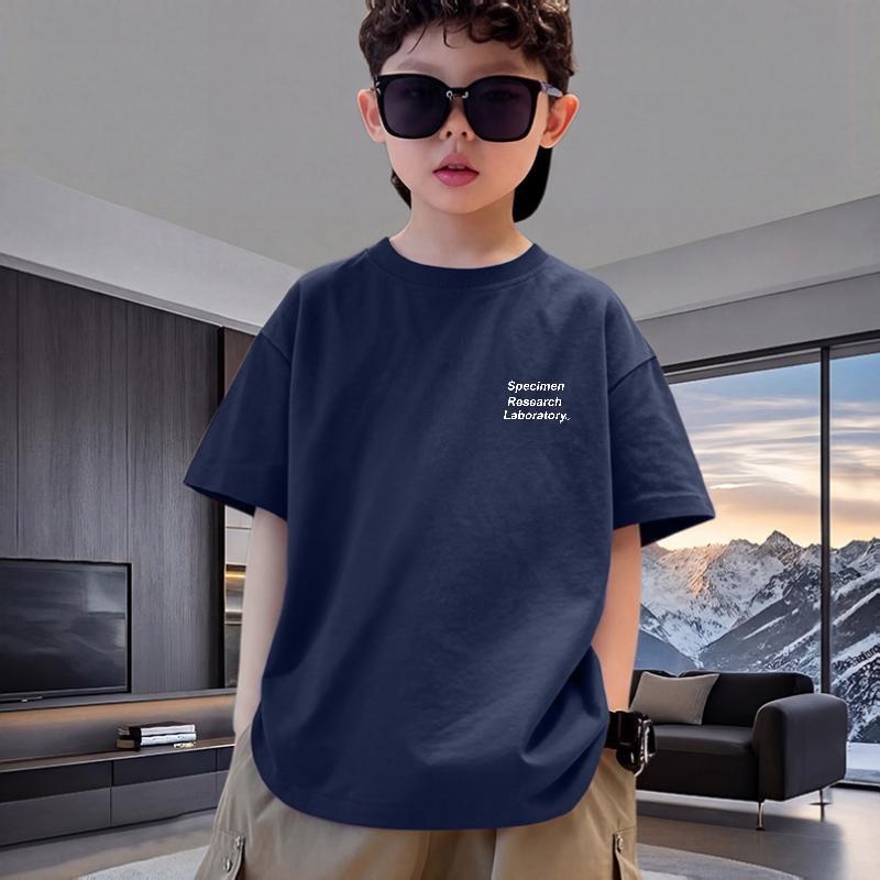 Boys Summer Cotton Loose Short Sleeve T Shirt Stylish Casual Top For Big Kids 110