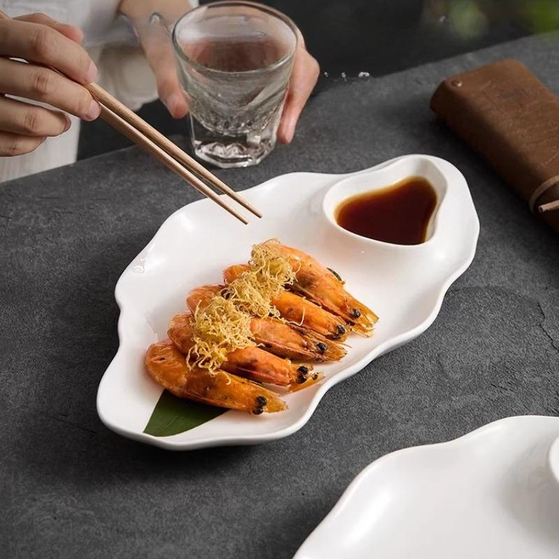 BEPAN Irregular Shape Tableware Restaurant Creative Simple Ceramic Plates Exquisite Artistic Conception Dishes Cold Dishes