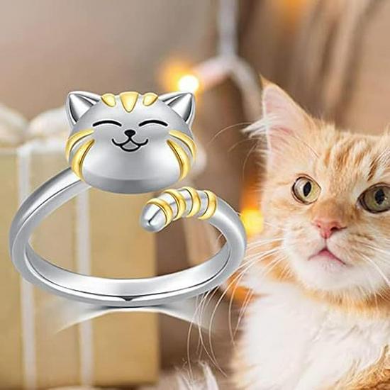 Rotating Two-Color Cat Stress Relief Ring