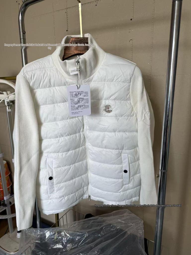 2025 M Brand Knitted Patchwork Hooded Down Jacket – White Duck Down, Unisex Casual Cardigan Style