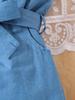 Summer children's 3-7 years old one-piece dress with strapless lace edges and bow buttons - denim girls' one-piece casual fashion children's pants