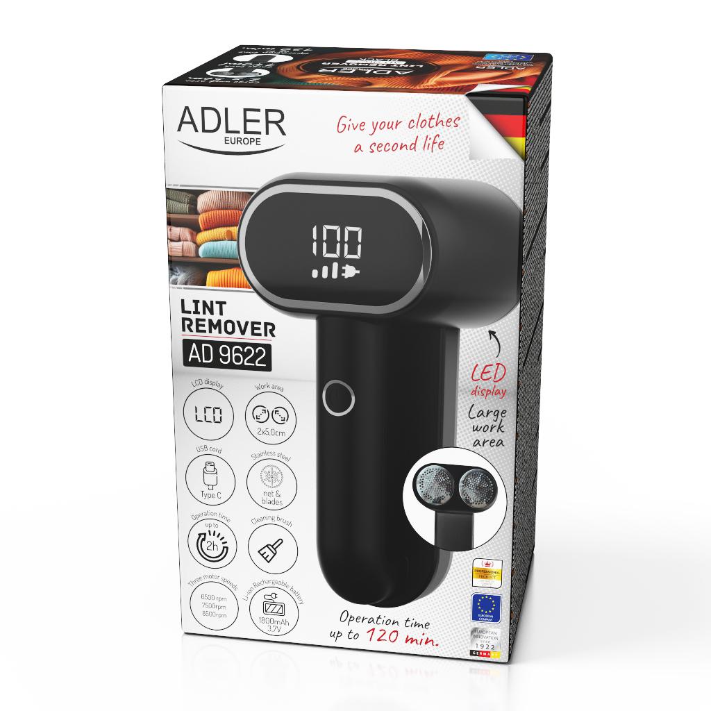 Adler | Lint Remover | AD 9622 | Black | Rechargeable Battery | 10 W