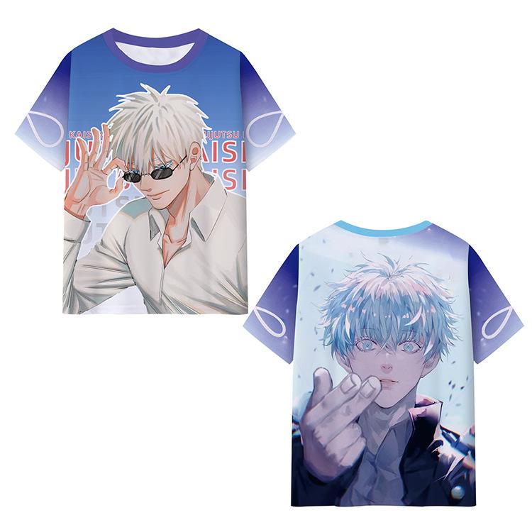 Satoru Gojo Japanese Anime Jujutsu Kaisen T-Shirts 3D Printed Summer Quick Dry Round Neck Short Sleeves for Men Polyester Do Not Fade