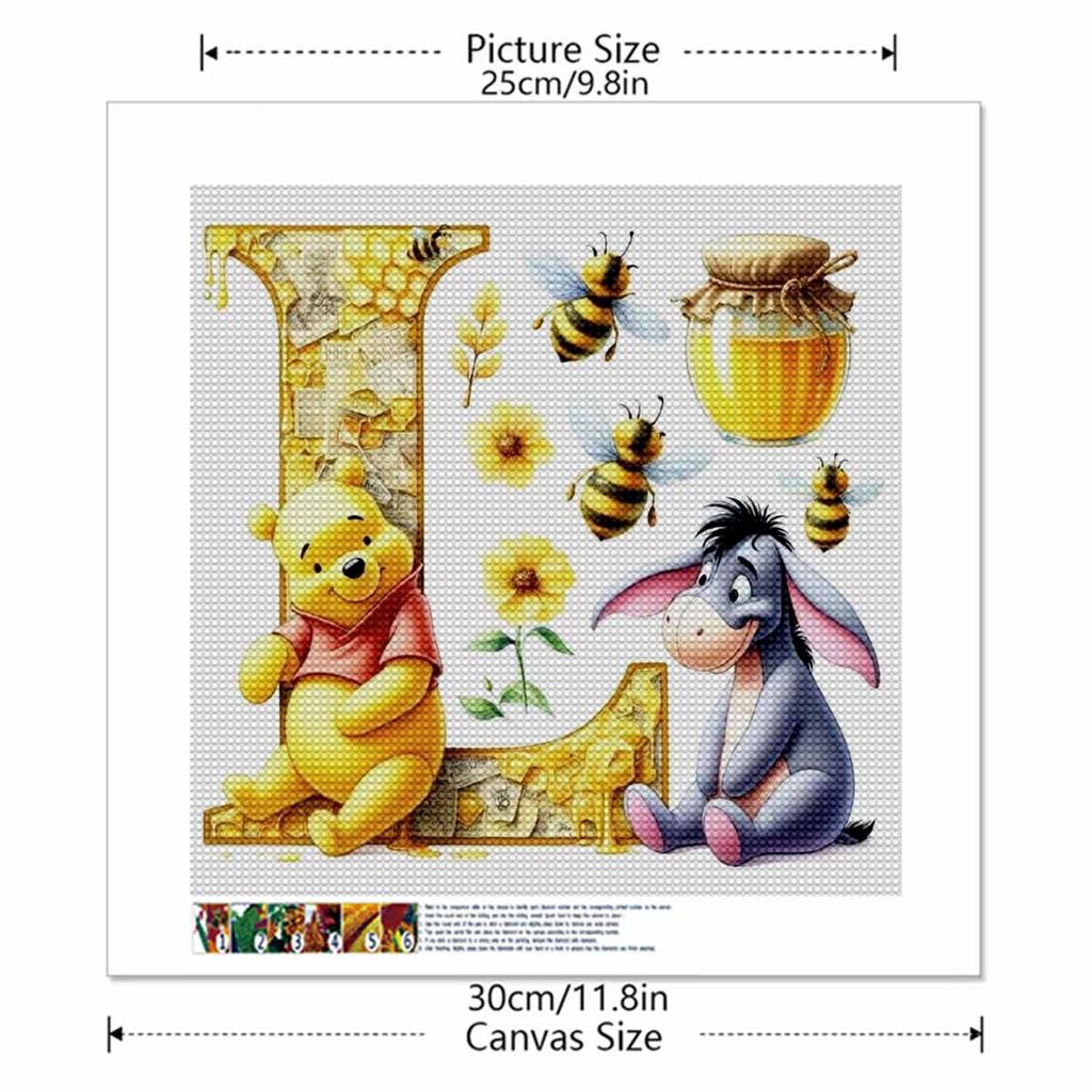 DIY Diamond Painting Round Diamond The Letters "L" In Vini and Eeyore Full Diamond Mosaic Home Decoration Painting Cross Stitch Kit