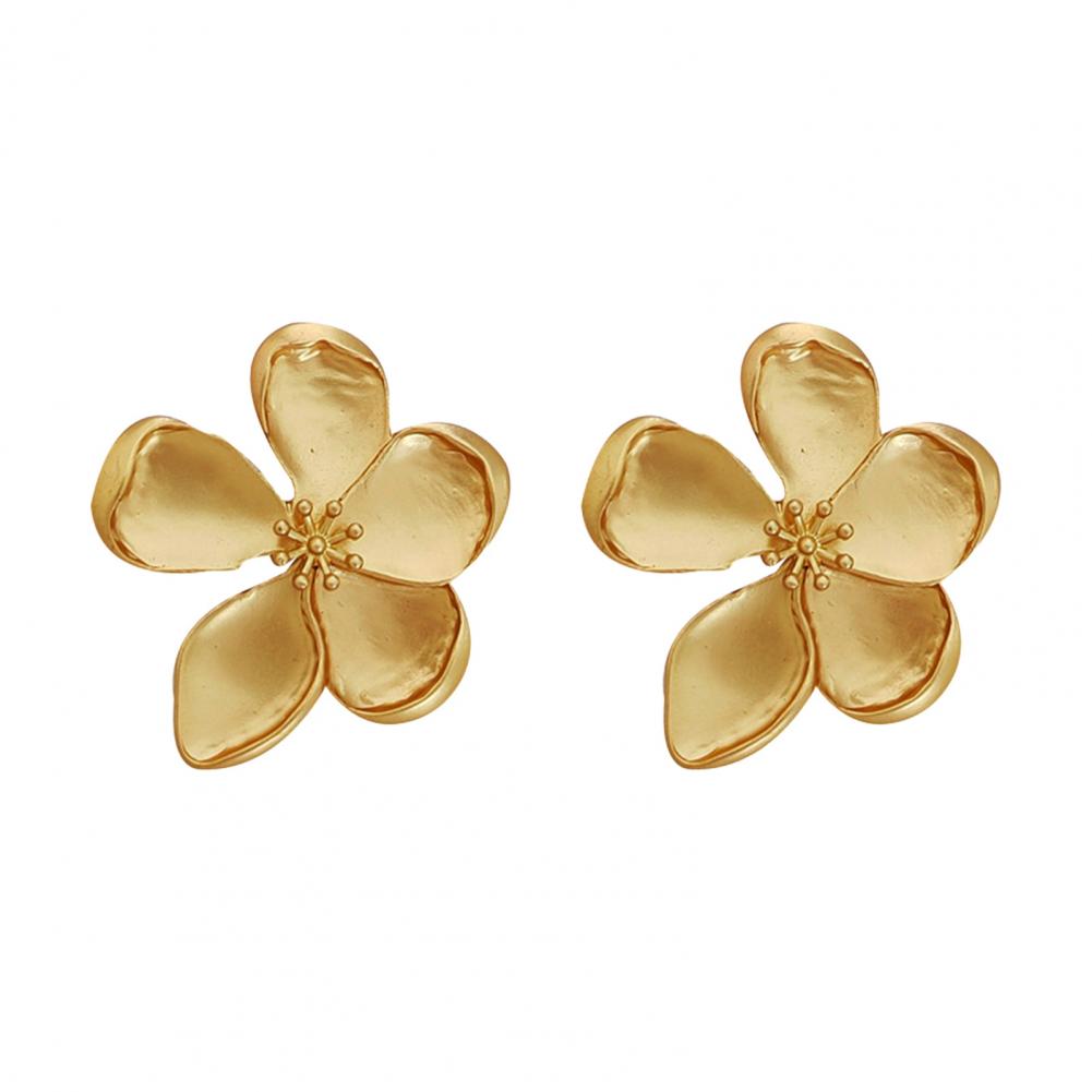 

Серьги-лепестки с матовым эффектом, элегантные женские серьги в форме 3D-цветка в ретро-матовом исполнении, золотистая пластина, однотонные цветочные серьги-гвоздики для выпускного вечера золотистый