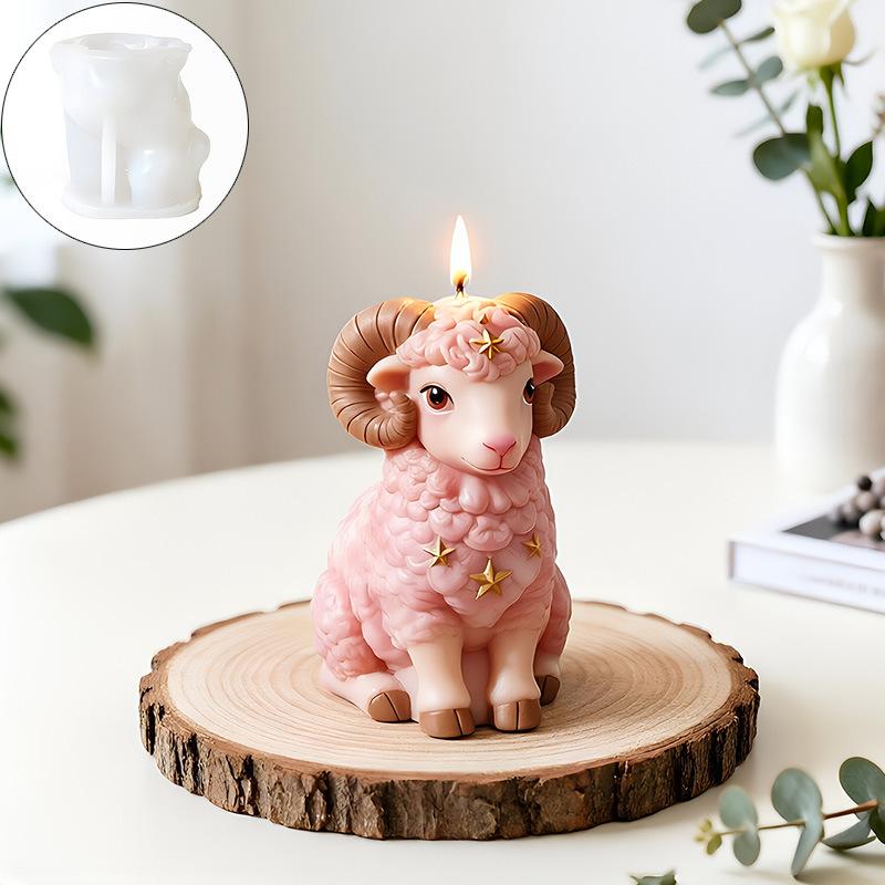 Cute Sheep Silicone Candle Mold With Bow Sitting Sheep Cute Design Diy Suitable Handmade Crafts Candles Plaster Soap Home Decor