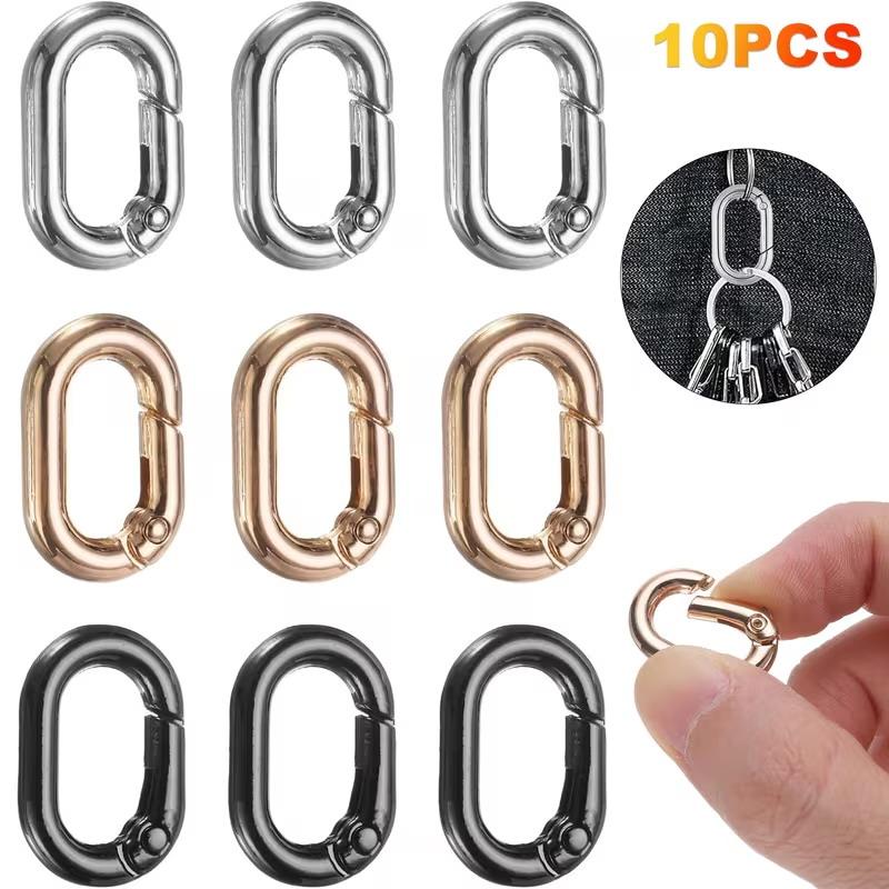 10Pcs/Lot Metal Oval Ring Spring Clasps Openable Carabiner Keychain Bag Clips Hook Dog Chain Buckles Connector For Diy Jewelry