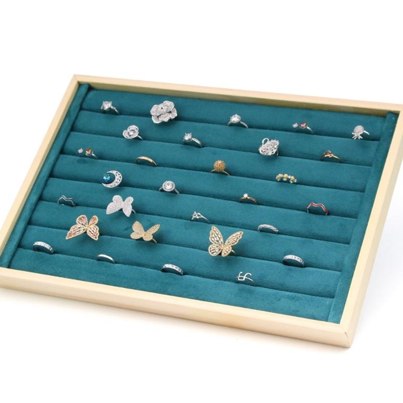 Elegant Sturdy Wood Jewelry Storage Tray with Slots Portable for Pendants and Accessories Household Organization
