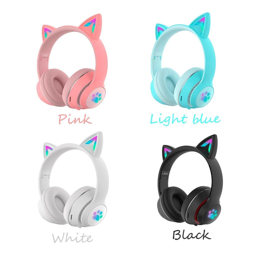 Bluetooth Earphones with Cat Ears for Featuring a LED Intelligent Noise and a Adjustable These Earphones Are Perfect for Both Kids and Perfect for